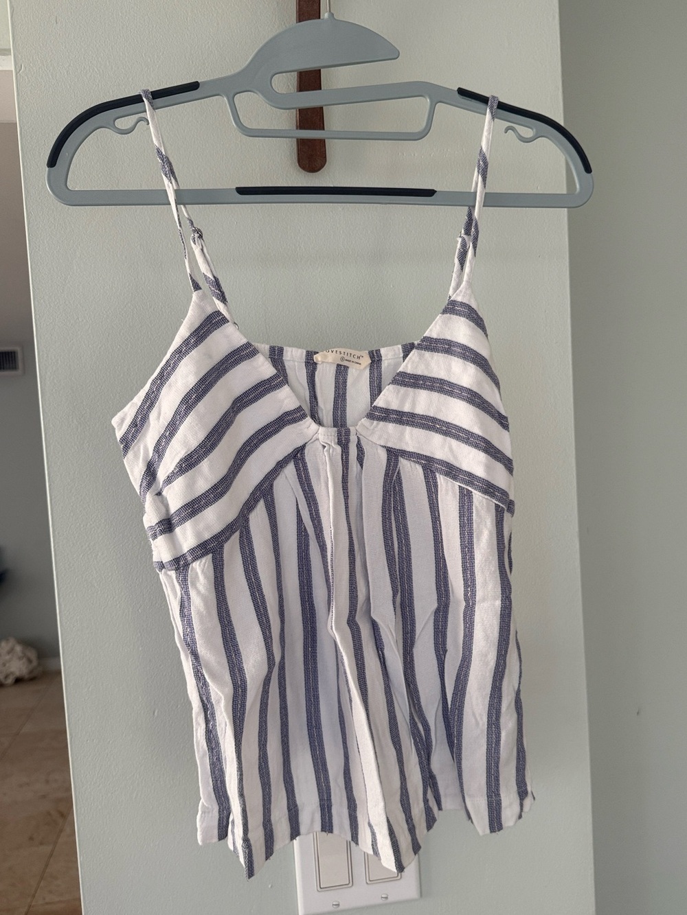 lovestitch White & Navy Striped Spaghetti Strap Camisole